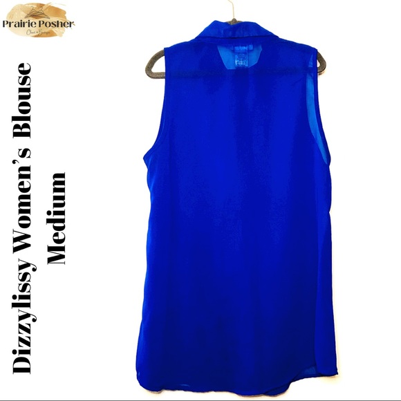 Dizzylissy Blouse, Womens Medium, Royal Blue, EUC, PrairieposherCA - Picture 2 of 3